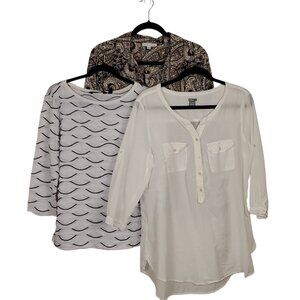 Set of 3 Womens Shirts XL Aerie Notations Investments Casual‎ Workwear Tops Chic